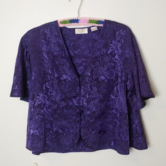 Vintage Victoria’s Secret Gold Label Jacquard Satin Top Pant Set PJ's Loungewear - Picture 5 of 13